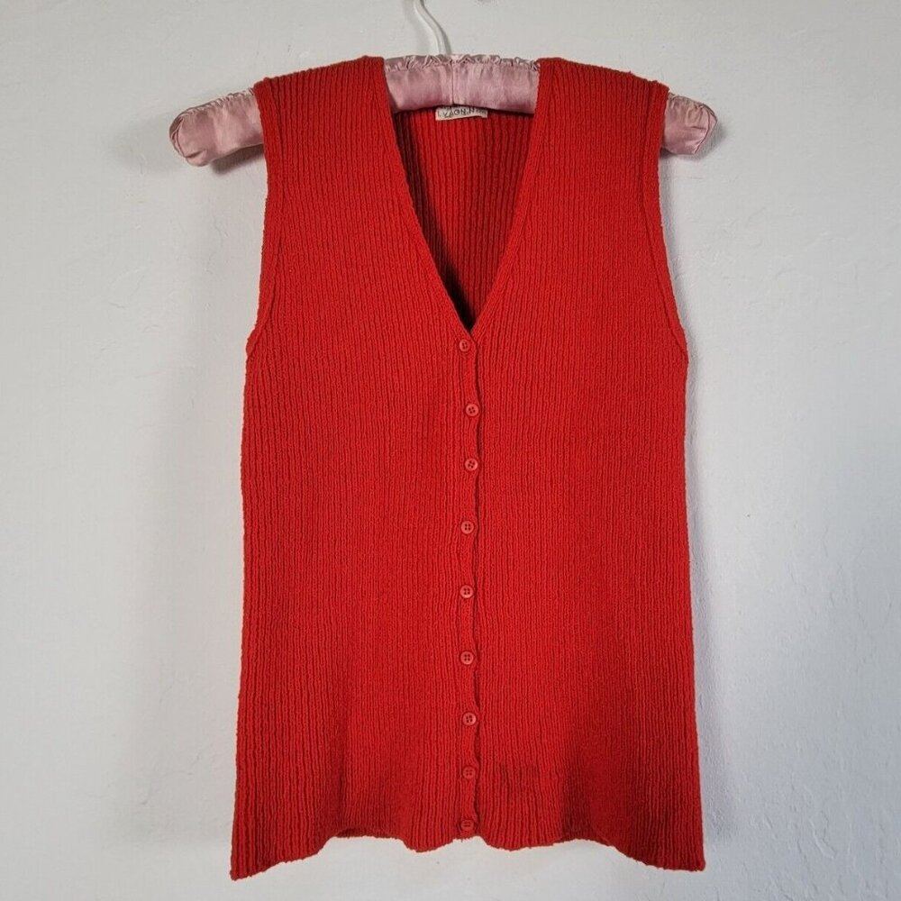 Vintage I.Magnin & Co Creation Lil Paris Ribbed Sleeveless Cardigan Sweater Vest